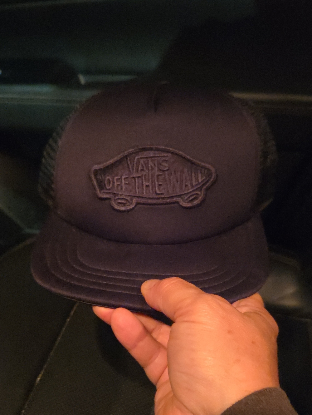 Vans Navy Embroidered 'Off The Wall' Mesh Trucker Hat